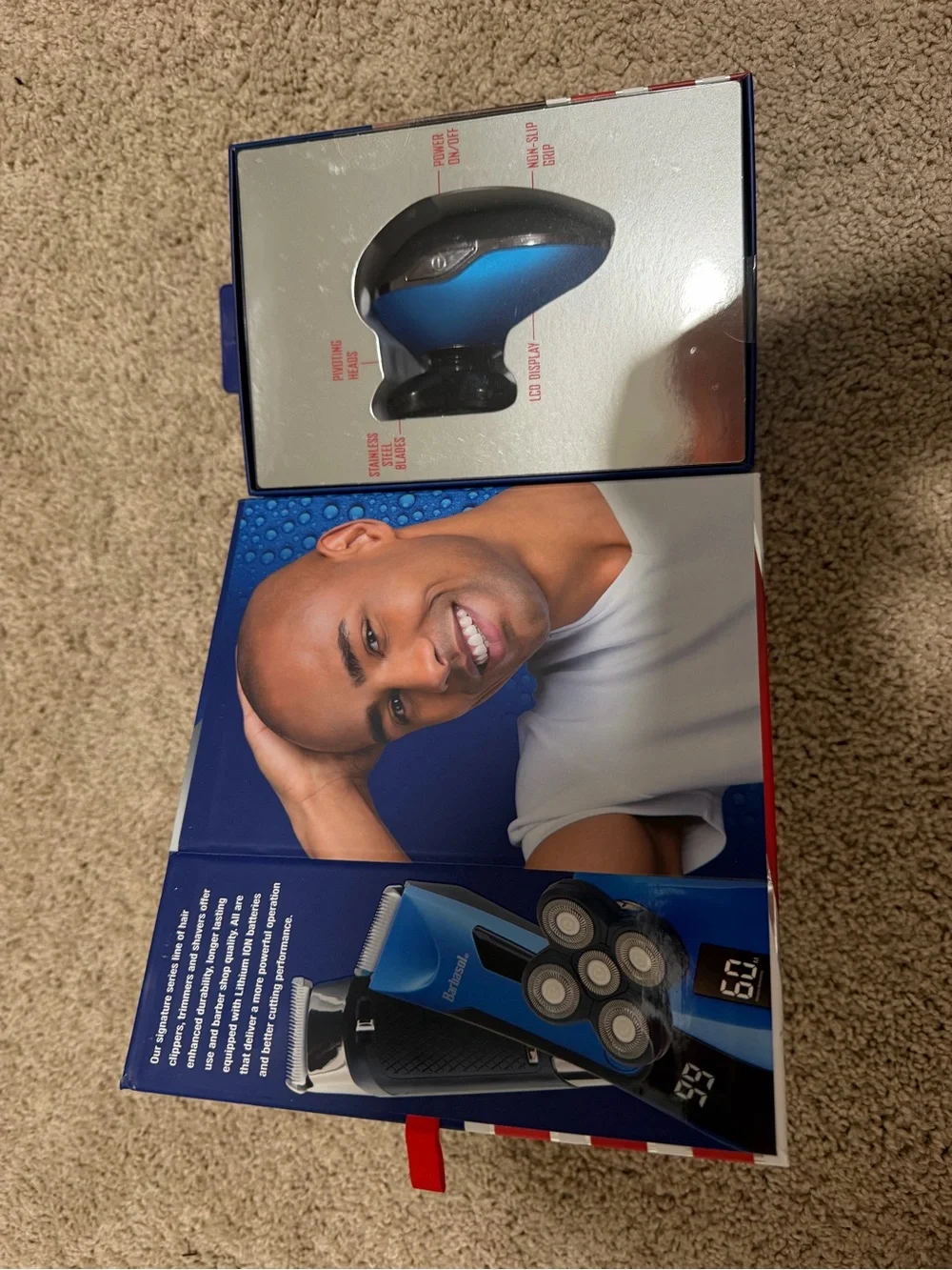 Barbasol Rechargeable LCD Head Shaver Set — Blue